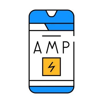 Amp accelerated mobile pages seo icon color illustration Stock Illustration