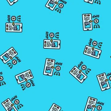 Amp accelerated mobile pages seo vector seamless pattern Illustrazione stock