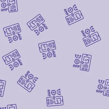 Amp accelerated mobile pages seo line seamless pattern 스톡 일러스트