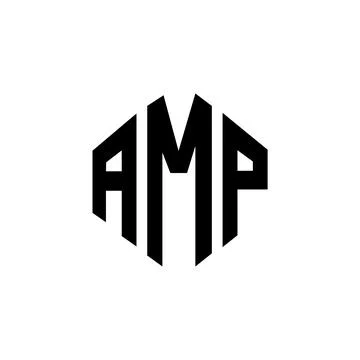 AMP letter logo design with polygon shape. AMP polygon and cube shape logo .. Stock Illustration