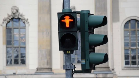 Ampelmann or Ampelmännchen in Berlin, Germany. Little traffic light man Видео 111883115