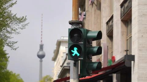 Ampelmannchen on traffic light in Berlin in 4k slow motion 60fps Stock Footage 97041881