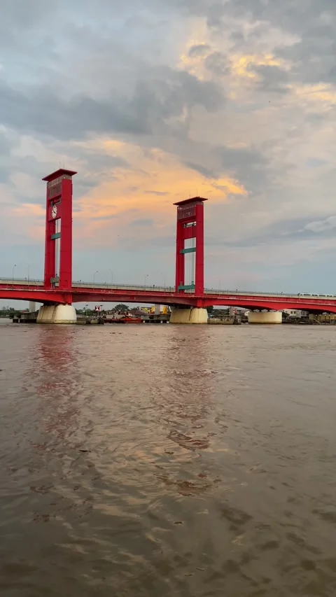 Ampera Bridge at Sunset Stock Footage 276676616