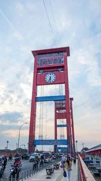 The Ampera Bridge at Sunset Stock Photos