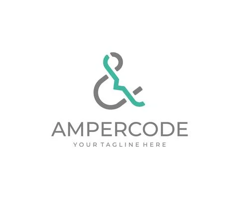 Ampersand and Code Logo Design. Letters Vector Design Illustrazione stock