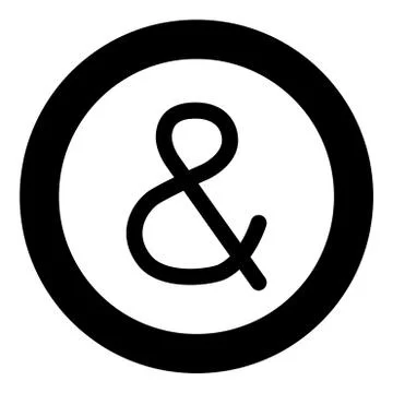 Ampersand black icon in circle vector illustration isolated . Stock Illustration