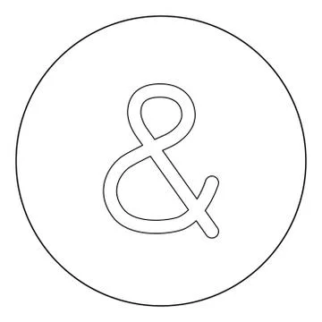 Ampersand black icon in circle vector illustration isolated . Stock Illustration