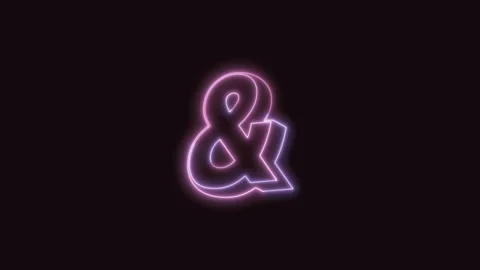 Ampersand Neon Text Seamless Loop with Black Background 4K Stock Footage 311300747