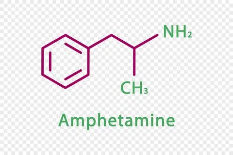 Amphetamine chemical formula. Amphetamine structural chemical formula isolated Stock-Illustration