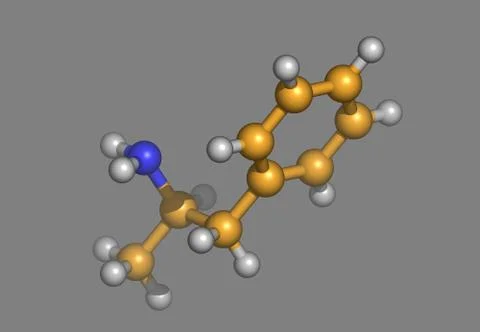 Amphetamine molecular model with atoms Stock Illustration