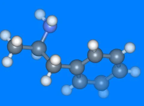 Amphetamine molecular model with atoms Stock Illustration