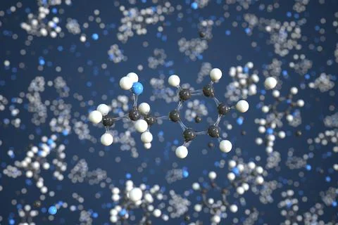 Amphetamine molecule. Conceptual molecular model. Chemical 3d rendering Stock Illustration