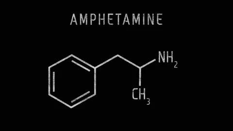 Amphetamine or alpha-methylphenethylamine Molecular Structure Symbol Sketch Stock Footage 153786343