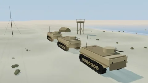 Amphibious carriers moving up the beach Stock Footage 341387737