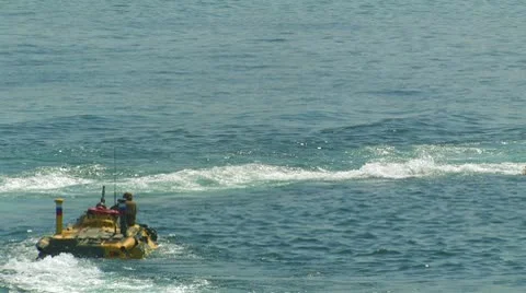 Amphibious tanks Stock Footage 8914079
