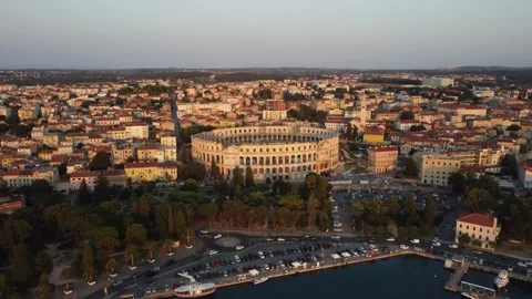 Amphitheater in Pula on Sunset 03 Stock Footage 232486511
