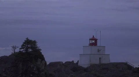 Amphitrite Lighthouse in Ucluelet, Canada Stock Footage 58719633