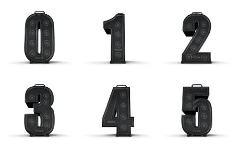 Amplifier alphabet 0 1 2 3 4 5 Stock-Illustration
