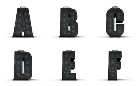 Amplifier alphabet A B C D E F Stock Illustration