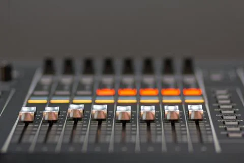 Amplifier and equalizer mixer switch of sound equpiment. Music Stock Photos