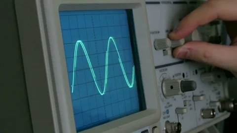 Amplitude Diagram on the oscilloscope Stock Footage
