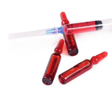 Ampoule with medicine isolated on a white background Foto stock