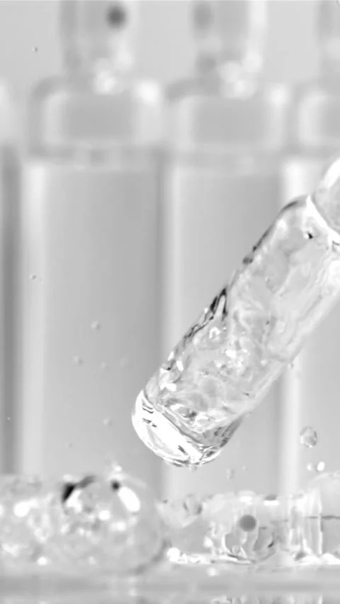 Ampoules fall on the table with splashes. Filmed is slow motion 1000 frames per Video stock 335288592