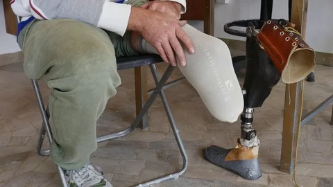 Amputated and prosthesis Stock Footage 97901448