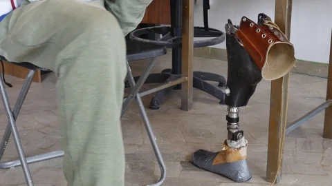 Amputated and prosthesis Stock Footage 97902058