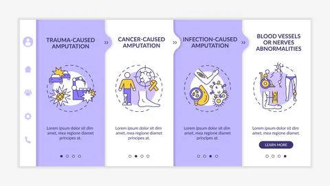 Amputated limb causes onboarding vector template Illustration