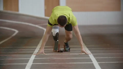 Amputee Athlete Starting Running Video stock 62057453