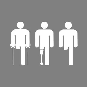 Amputee disabled man. Vector illustration, flat design. Stock Illustration