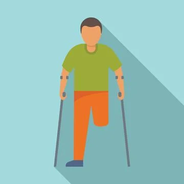 Amputee icon, flat style 스톡 일러스트