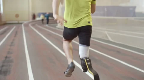 Amputee Runner Practicing on Track Stock Video Pond5