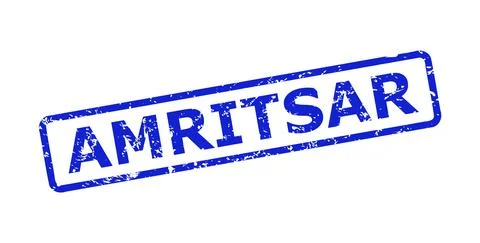 AMRITSAR Seal with Corroded Surface and Rounded Rect Frame Stock Illustration