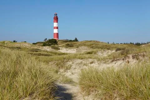 Amrum (Germany) - Lighthouse in the sand dunes Stock Photos