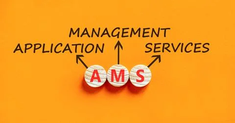 AMS application management services symbol. Concept words AMS application m.. Фото