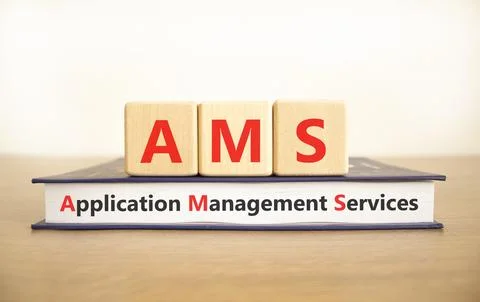 AMS application management services symbol. Concept words AMS application m.. Stockfoto's