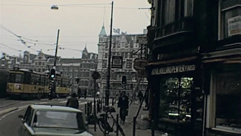 Amsterdam 1979: traffic in the street Stock Footage