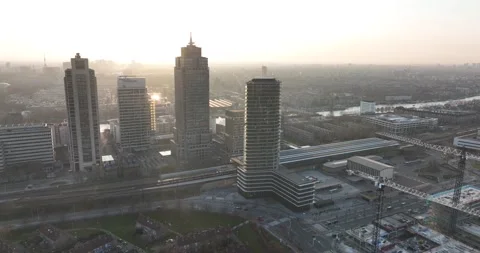 Amsterdam, 23th of March 2022, The Netherlands. Omval office buildings. Skyline Vídeo Stock 190840797