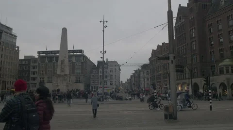 Amsterdam 4K Dam square panning shot Stock Footage 48872140