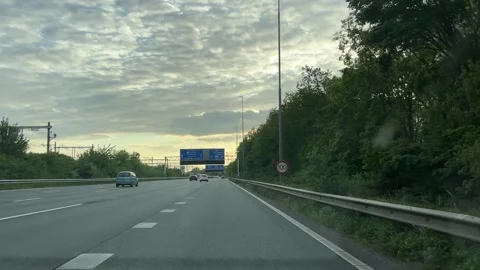 Amsterdam A10 Ring Road Highway Drive Through Netherlands at Sunset Stock Footage 337069748