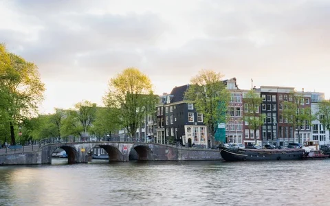 Amsterdam Amstel Sunset Timelapse Stock Footage 107870195