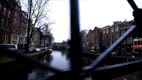 Amsterdam from behind the bars. FULL HD. Video stock 88867411