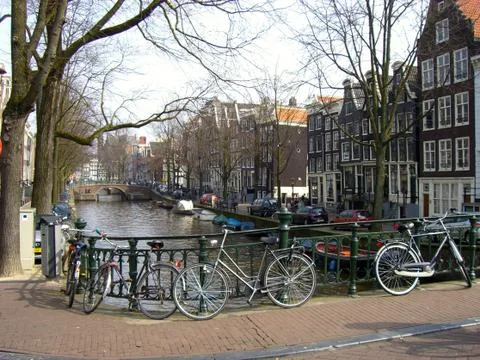 Amsterdam Bridge Scene 库存照片