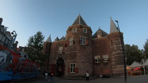 Amsterdam Cafe in the Waag hyperlapse Stock Footage 115930323