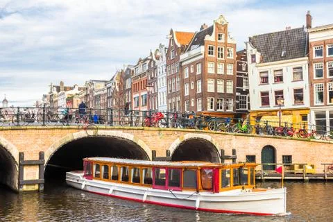 Amsterdam canal and bicycles Photos
