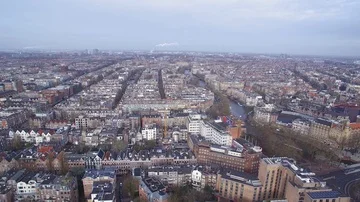 Amsterdam with Canal and suburbs Stock Footage 85609656
