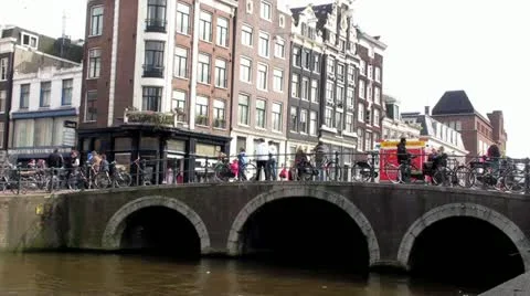Amsterdam Canal Bridge Stock Footage 12646661