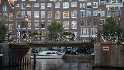 Amsterdam canal in fall colors. Stock Footage 81985281